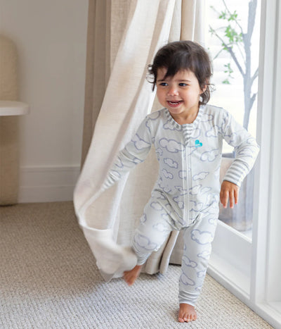 Love To Dream Long Sleeve Footless Romper - Grey Daydream