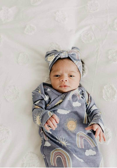 Copper Pearl Knotted Gown - Hope Suns & Rainbow Print - Outlet Shop For Kids