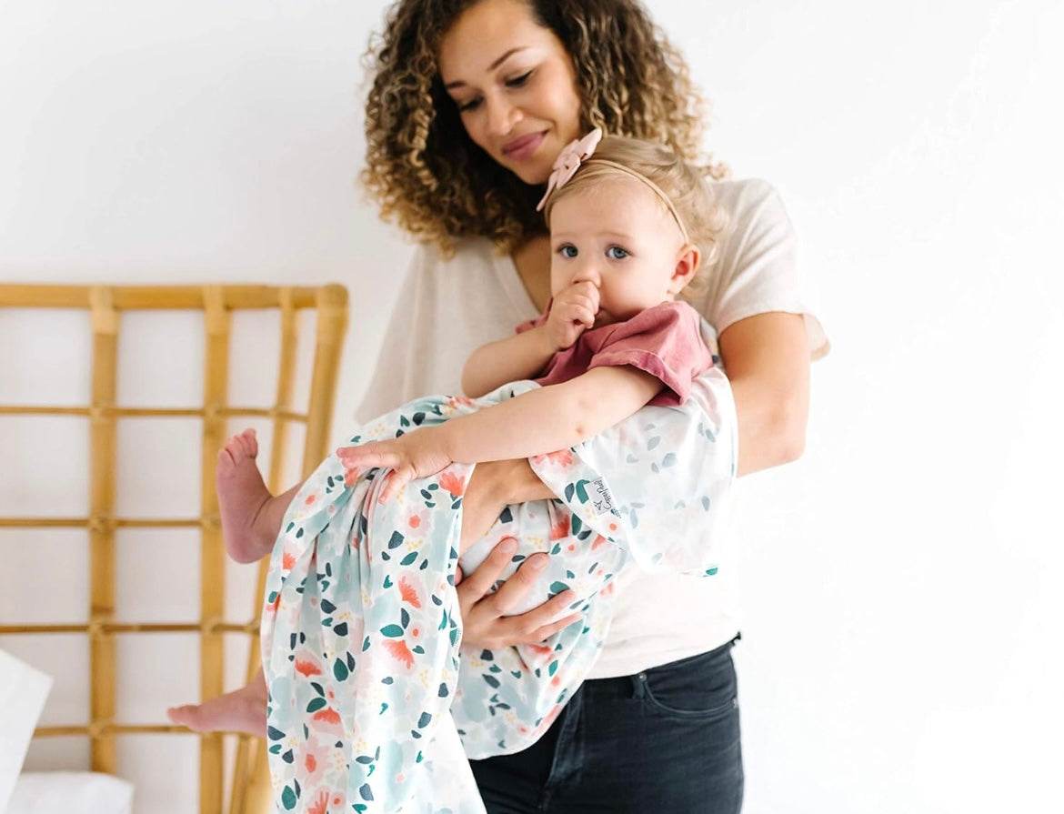 Copper Pearl Swaddle Wrap/Blanket - Leilani Blue Pink Floral - Outlet Shop For Kids