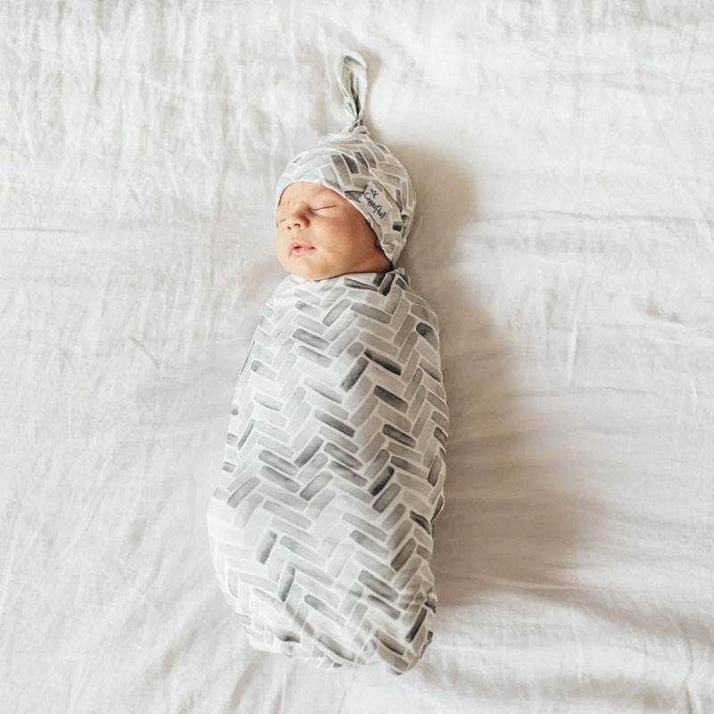 Copper Pearl Top Knot Hat - Alta Grey Herringbone - Outlet Shop For Kids