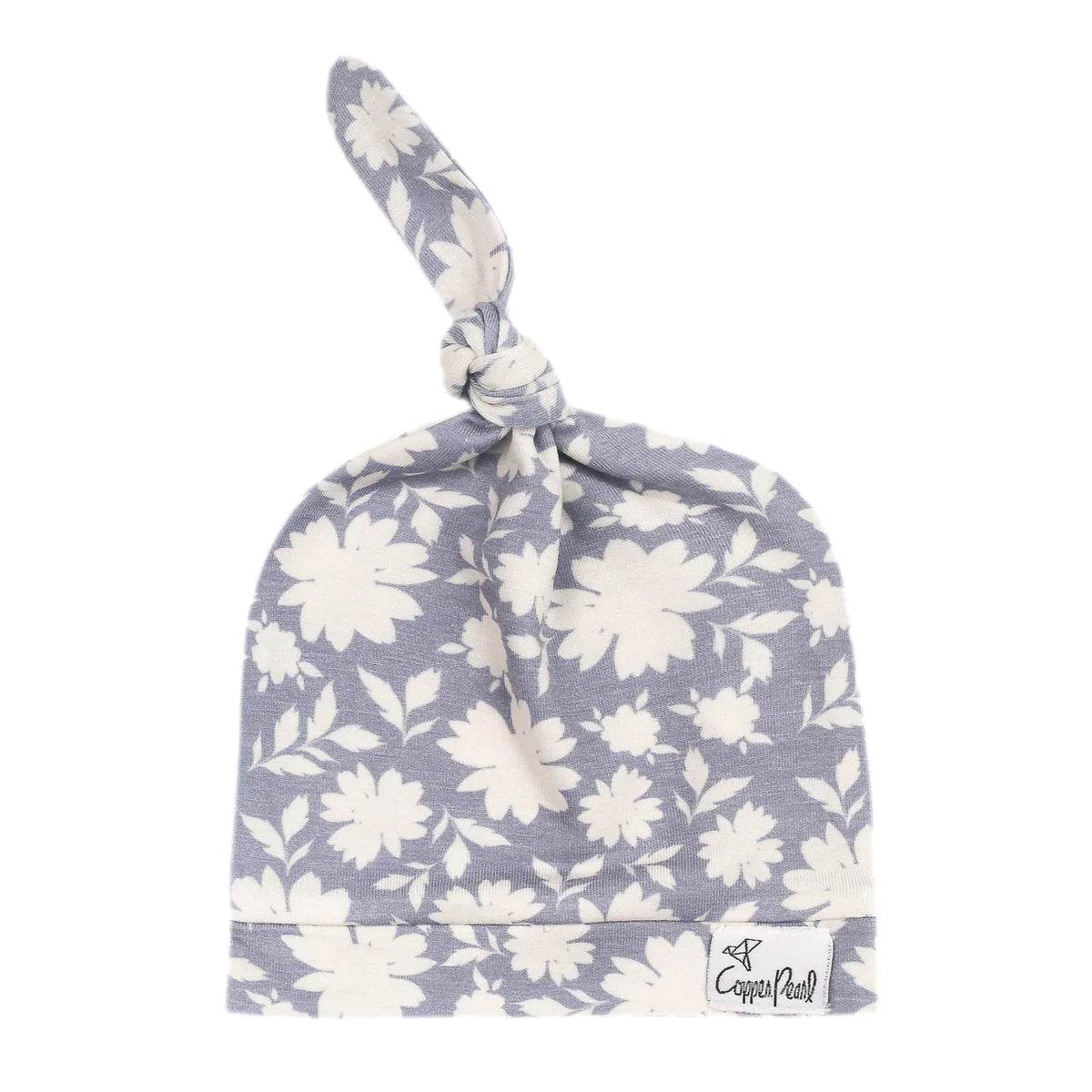 Copper Pearl Top Knot Hat - Lacie White Flower Print - Outlet Shop For Kids