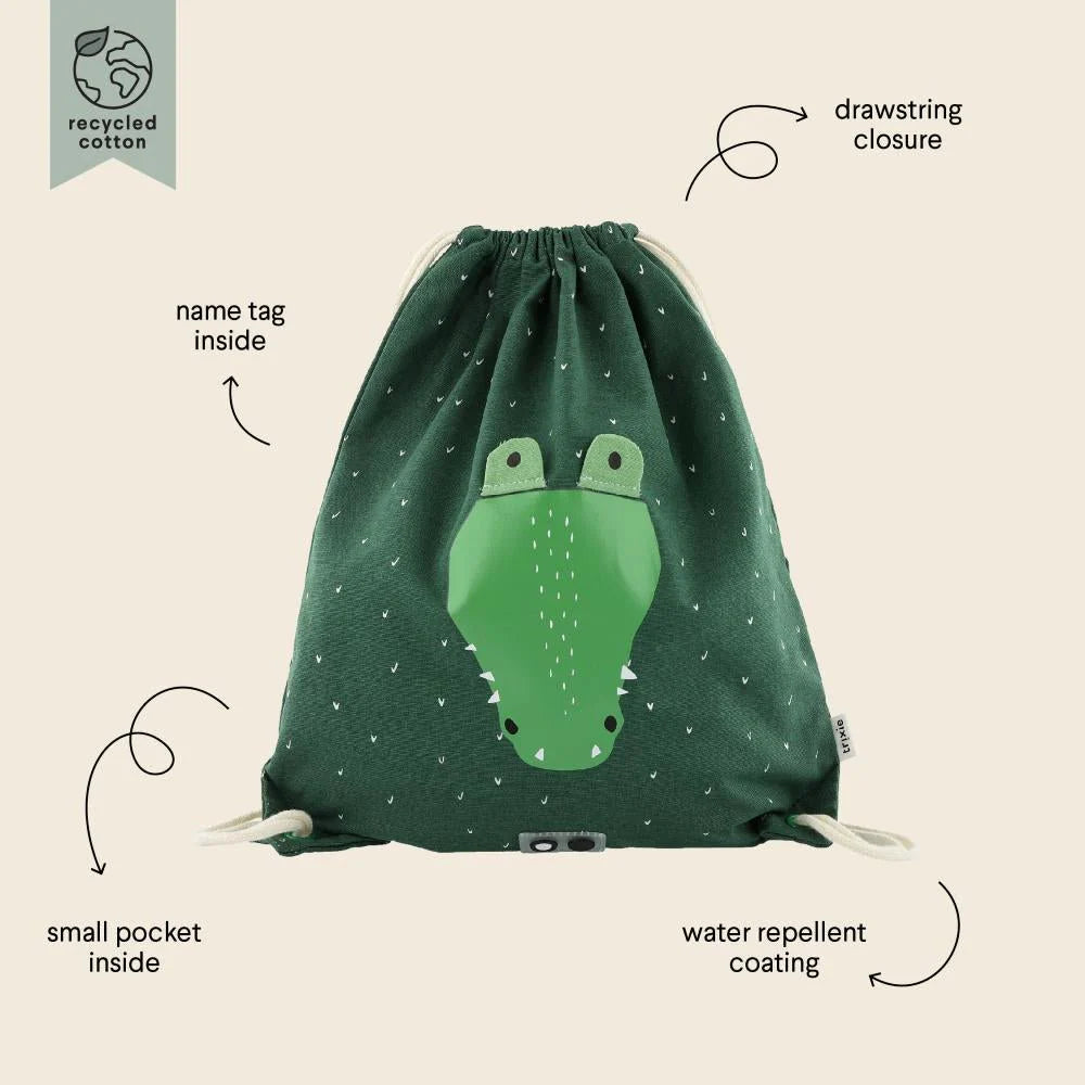 Trixie Drawstring Library/Swim Bag - Mr. Crocodile