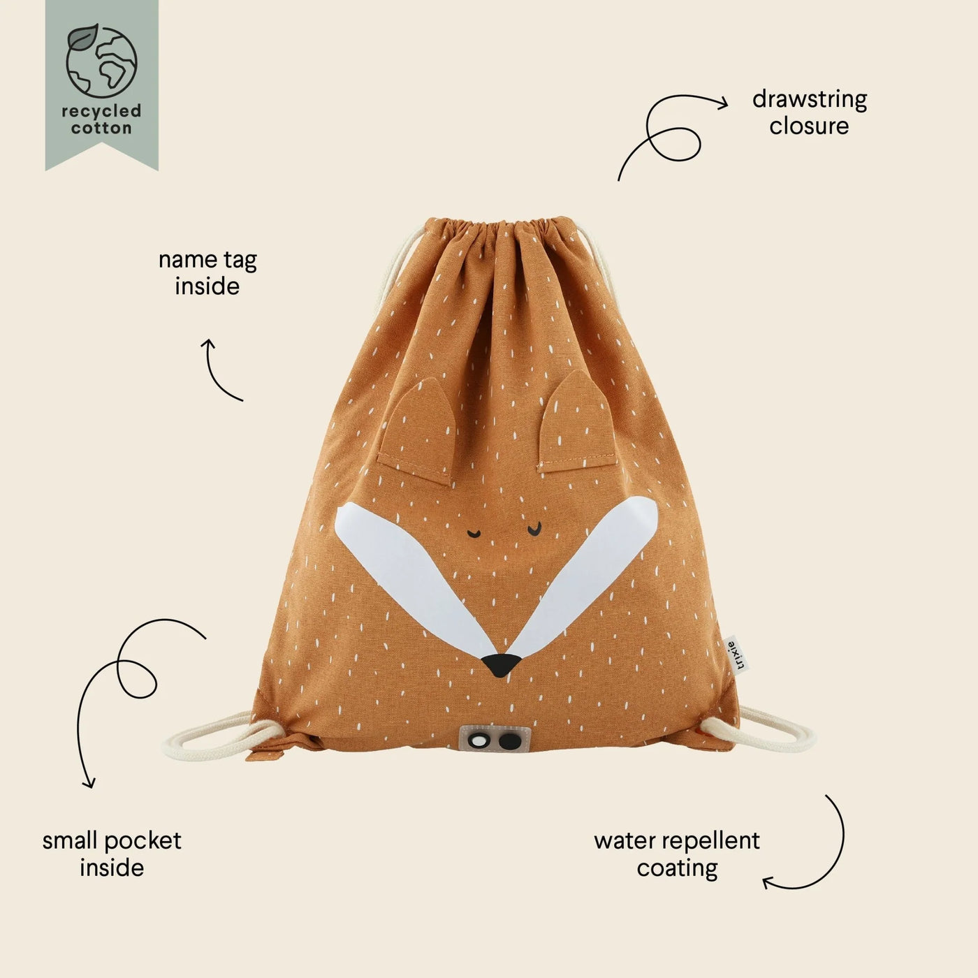 Trixie Drawstring Library/Swim Bag - Mr Fox