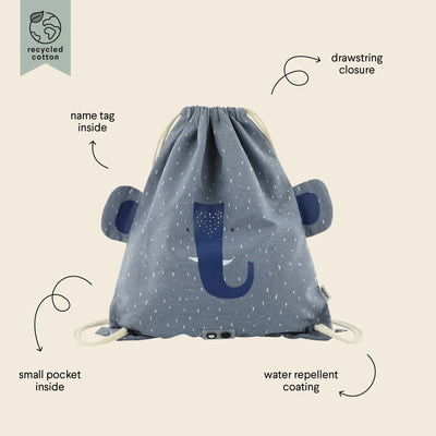 Trixie Drawstring Library/Swim Bag - Mrs. Elephant