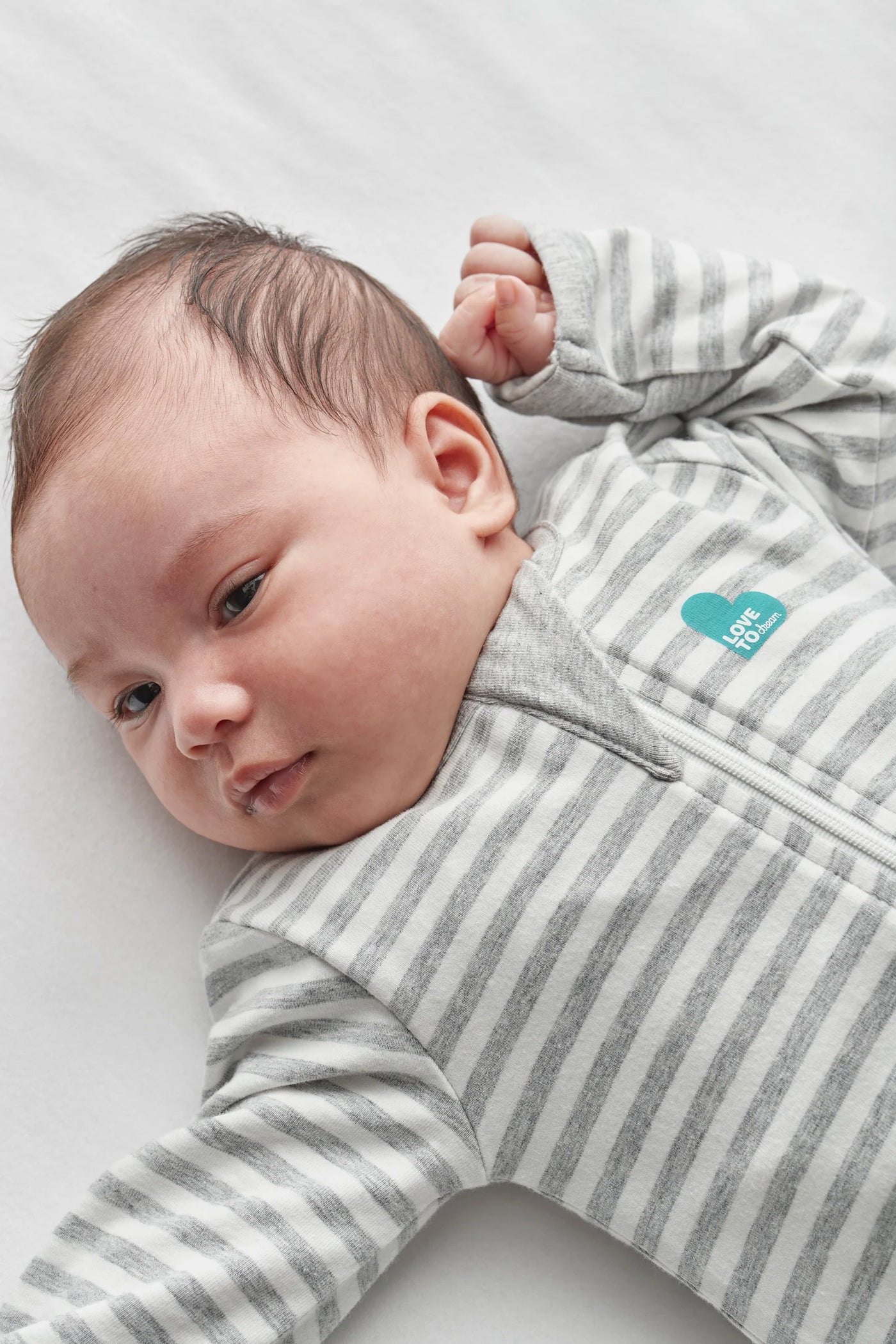 Love To Dream Long Sleeve Enclosed Foot Romper - Grey Stripe