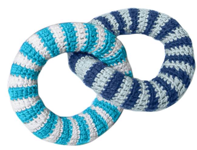 Emotion & Kids Crochet Rattle Rings - Blue & Navy - Outlet Shop For Kids
