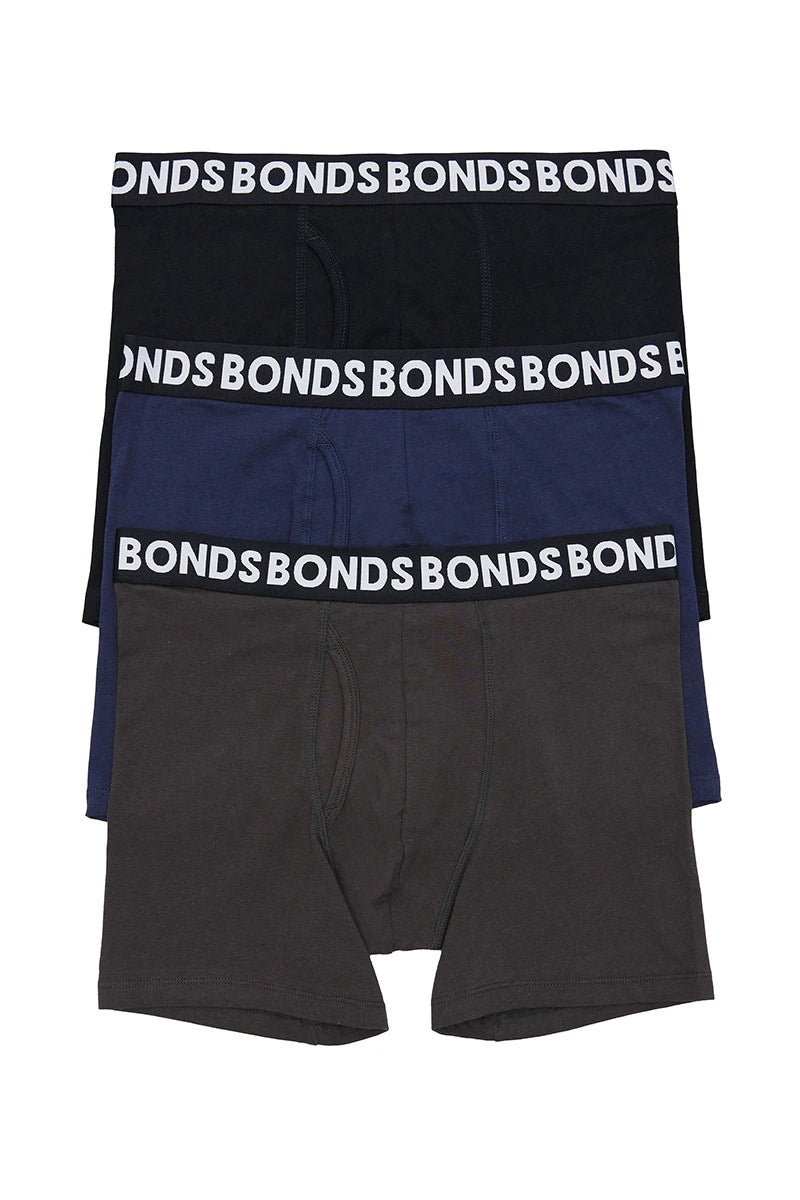 Bonds Mens Everyday Mid Trunk 3 Pack - Black/Khaki/Navy