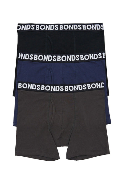 Bonds Mens Everyday Mid Trunk 3 Pack - Black/Khaki/Navy