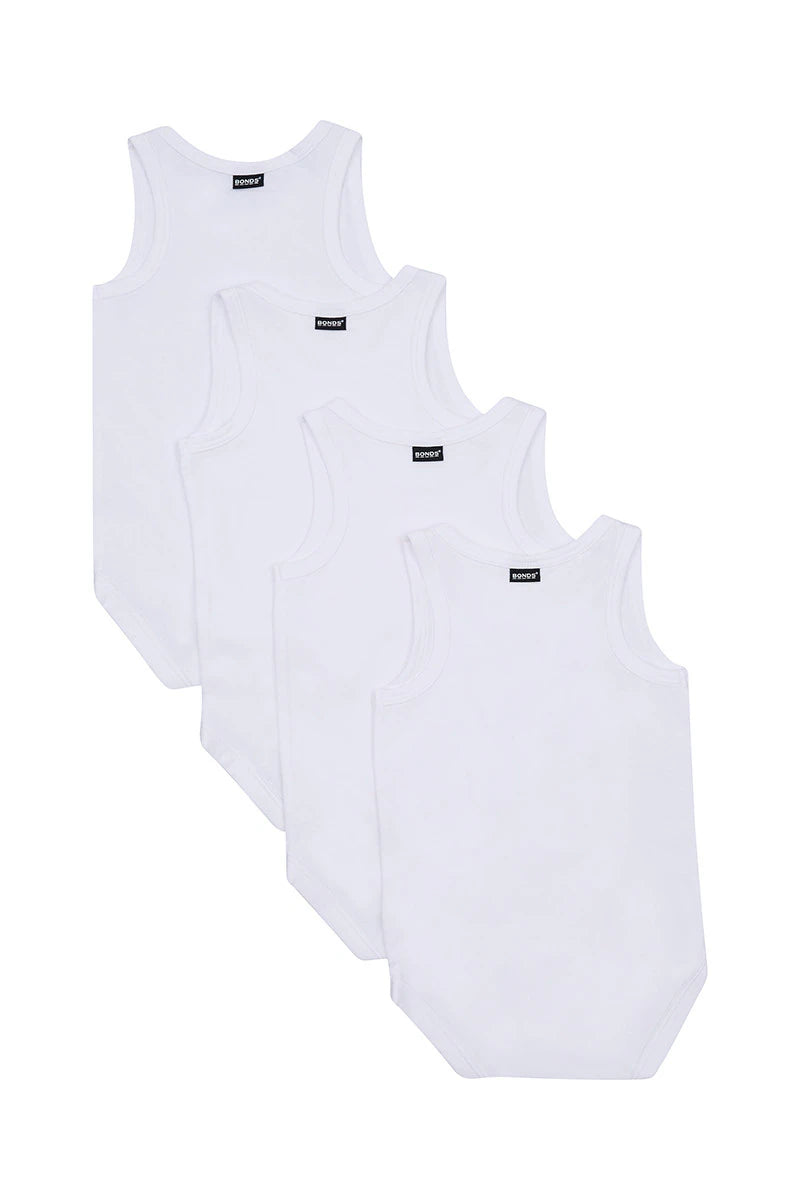 Bonds Everyday Singletsuit 4 Pack - White