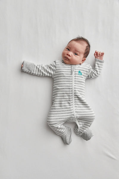 Love To Dream Long Sleeve Enclosed Foot Romper - Grey Stripe