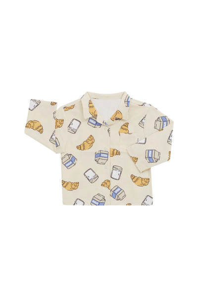 Bonds Flannelette Long Sleeve Top - Creamy Croissant