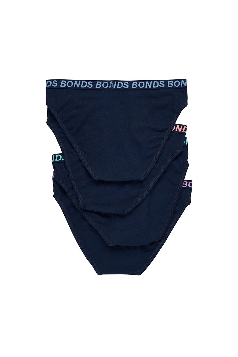 Bonds Girls Bikini Sport 4 Pack - Navy