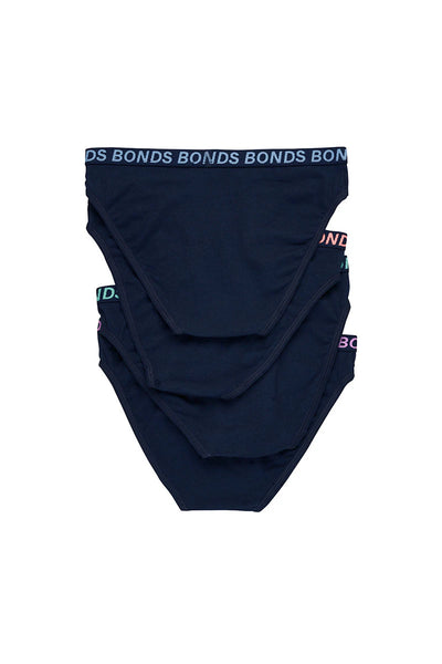 Bonds Girls Bikini Sport 4 Pack - Navy