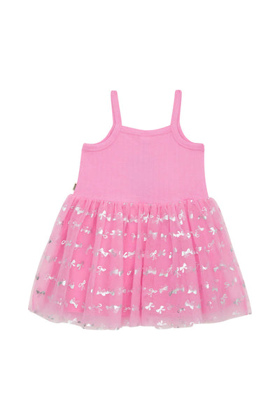 Bonds Girls Christmas Pointelle Tutu Dress - Pink Foil Bows