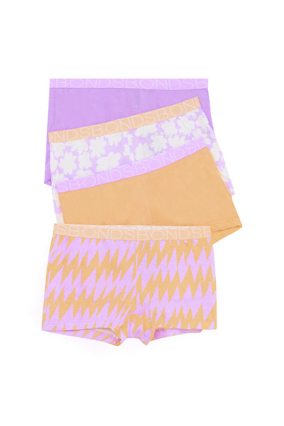 Bonds Girls Shortie 4 Pack - Power Flower