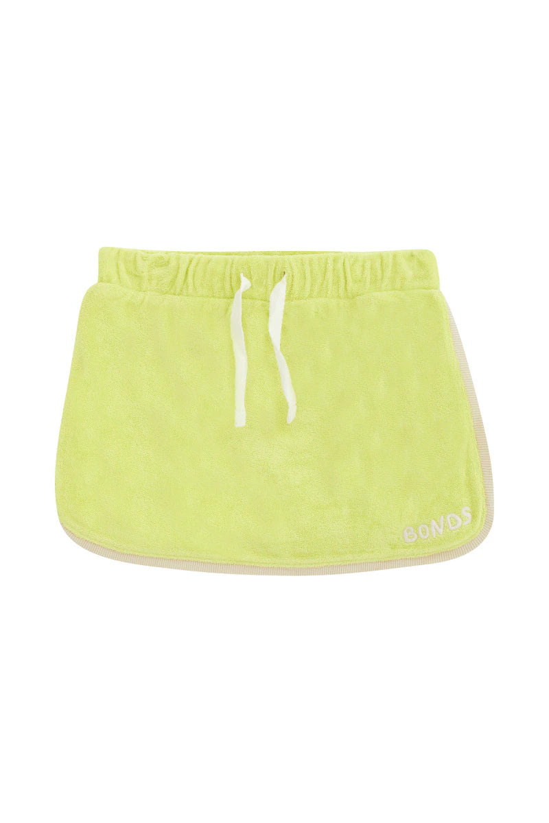 Bonds Girls Terry Toweling Tennis Skort - Lemon Tea Tree