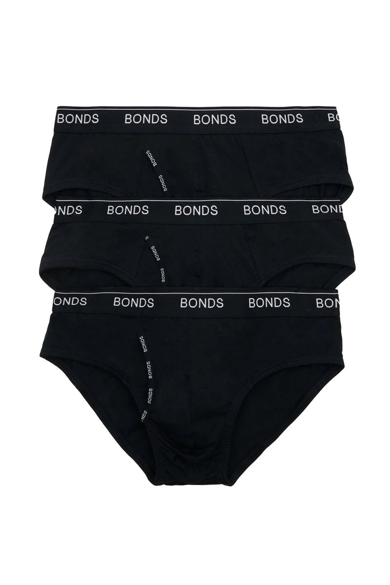 Bonds Men's Guyfront Brief 3 Pack - Black