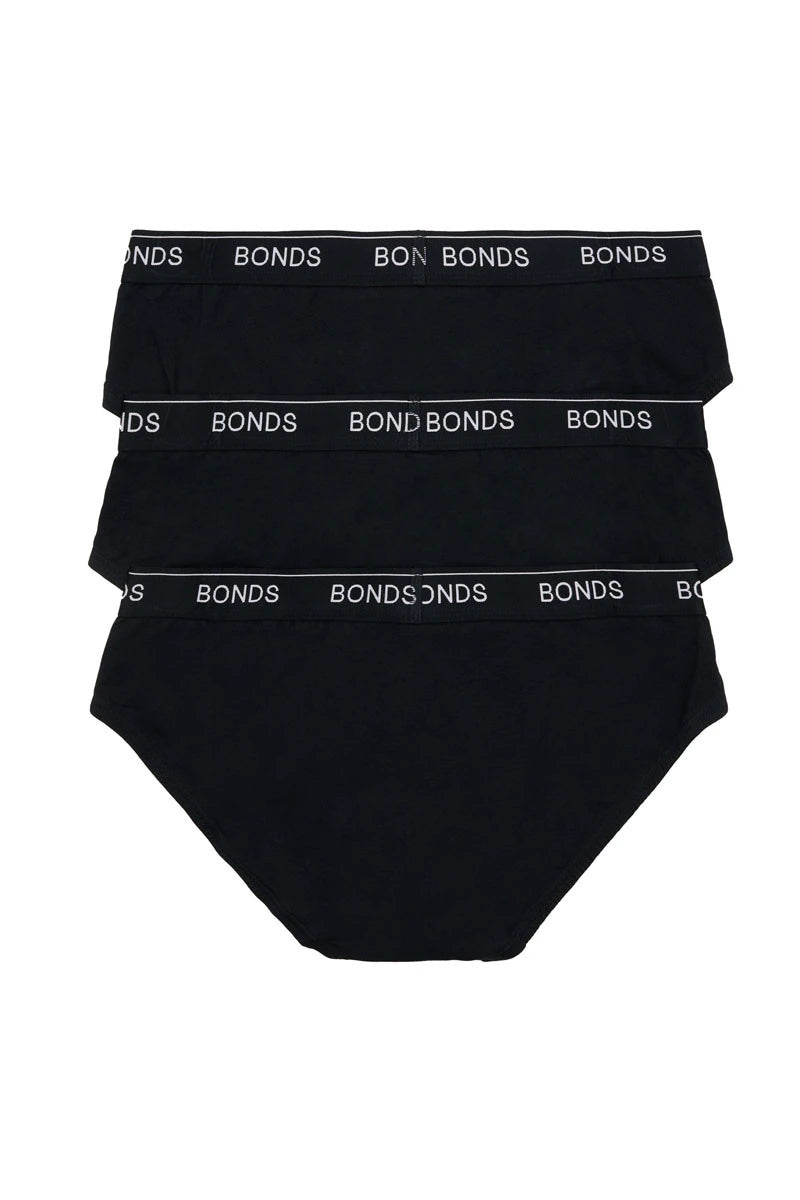 Bonds Men's Guyfront Brief 3 Pack - Black