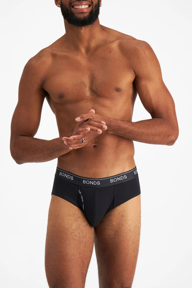 Bonds Men's Guyfront Brief 3 Pack - Black