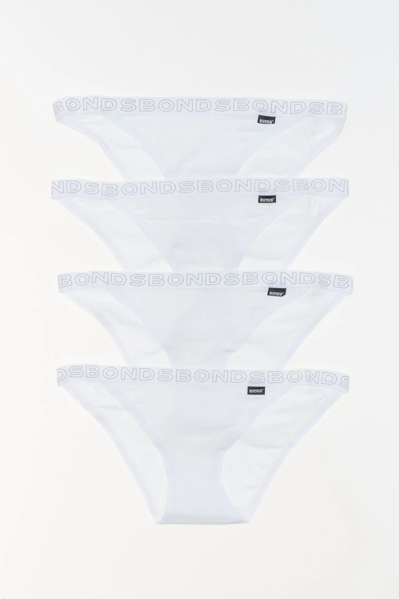 Bonds Womens Hipster String Bikini 4 Pack - White