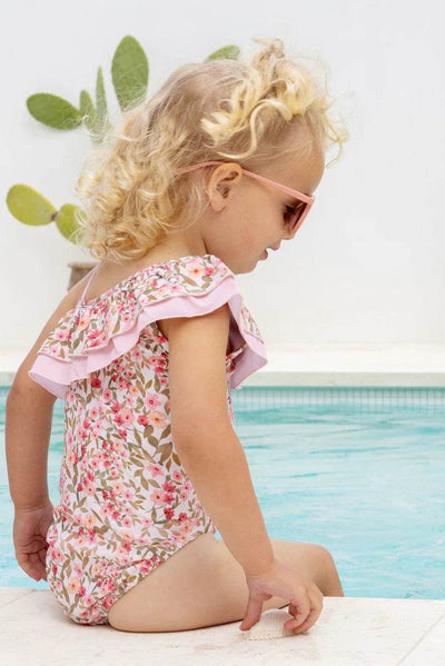 Kapow Kids Spring Blossom One Shoulder Swimsuit UPF50+ - Outlet Shop For Kids