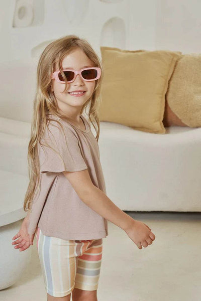 Kapow Kids Taupe Rib Flutter T-Shirt - Outlet Shop For Kids