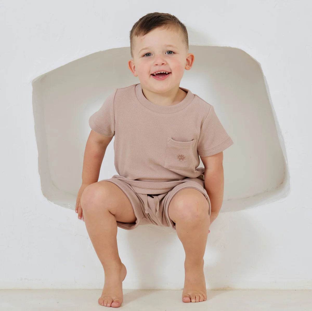 Kapow Kids Taupe Rib T-Shirt - Outlet Shop For Kids