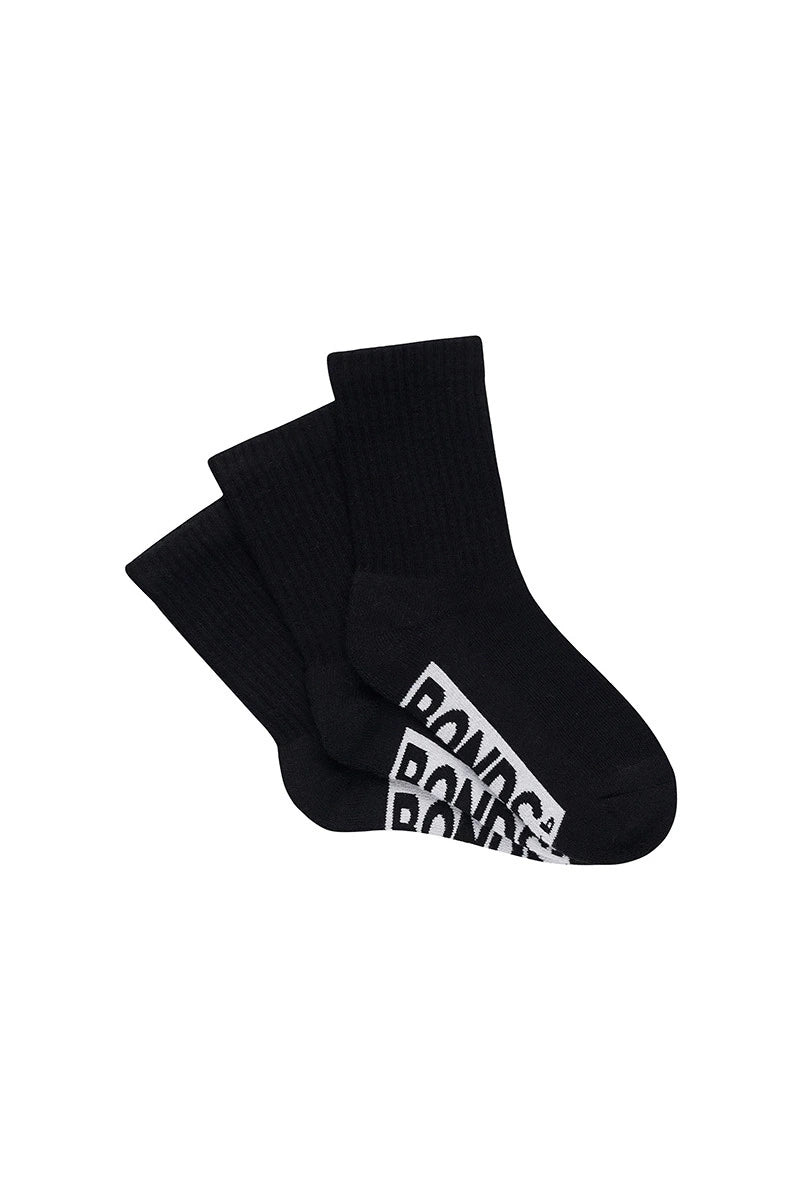 Bonds Kids Cushioned Crew 3 Pack Socks - Black