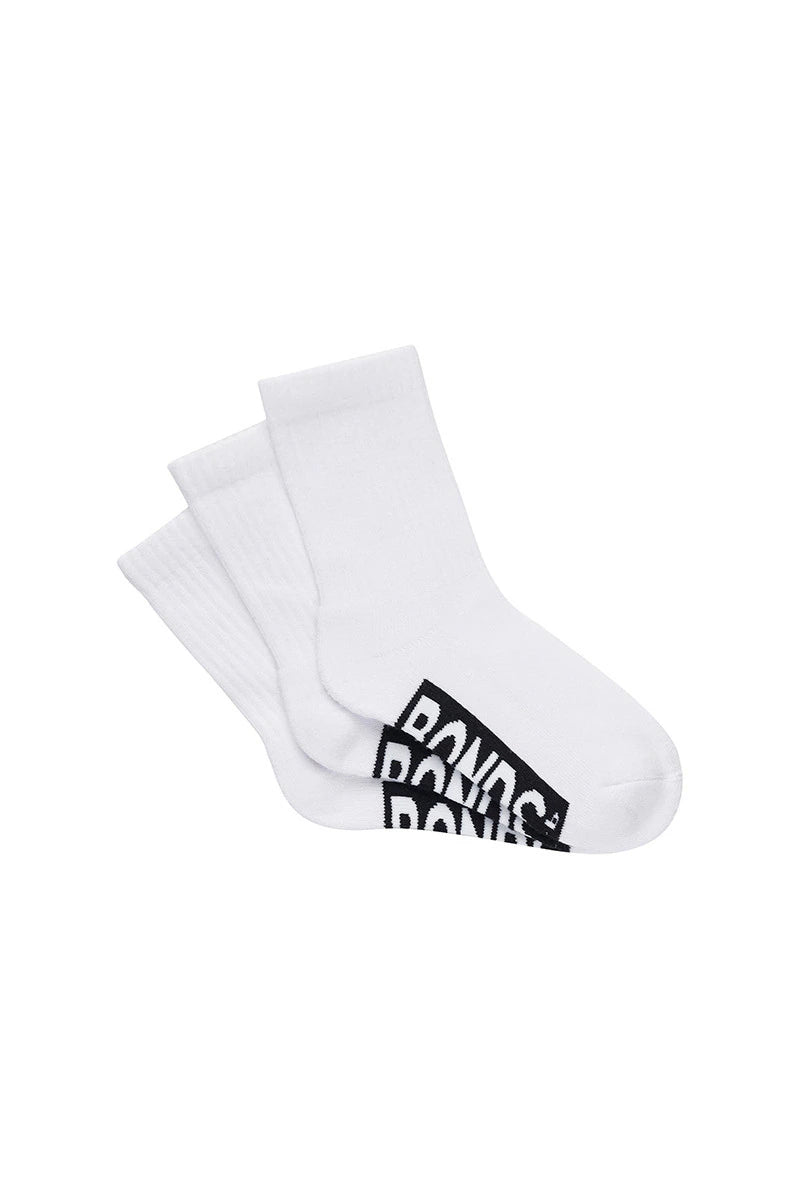 Bonds Kids Cushioned Crew 3 Pack Socks - White
