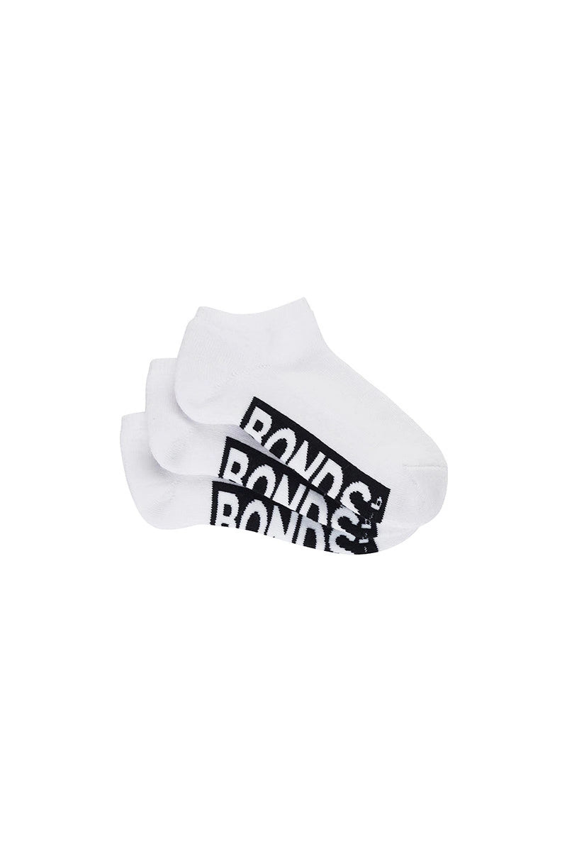 Bonds Kids Cushioned Low Cut Socks 3 Pack - White