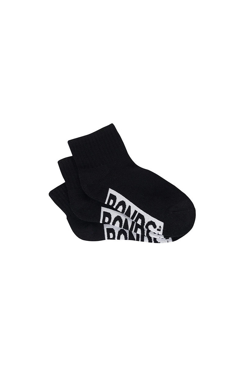Bonds Kids Cushioned Quarter Crew Socks 3 Pack - Black
