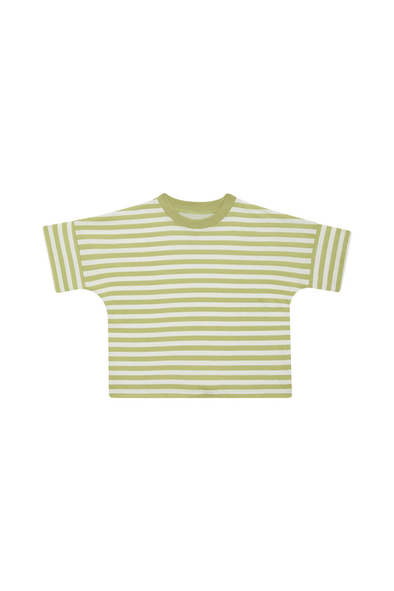 Bonds Kids Drop Shoulder Tee - Summer Stripe Green