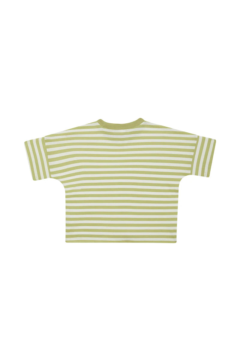Bonds Kids Drop Shoulder Tee - Summer Stripe Green