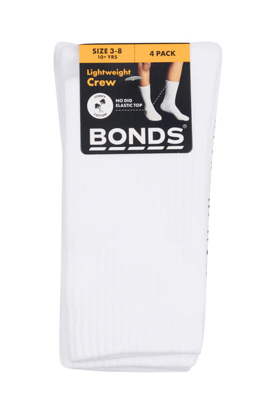 Bonds Kids Logo Light Crew 4 Pack - White