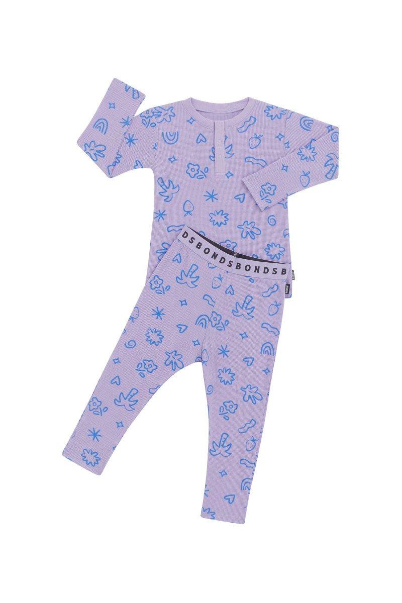 Bonds Kids Long Sleeve Waffle Sleep Set - Lilac Print