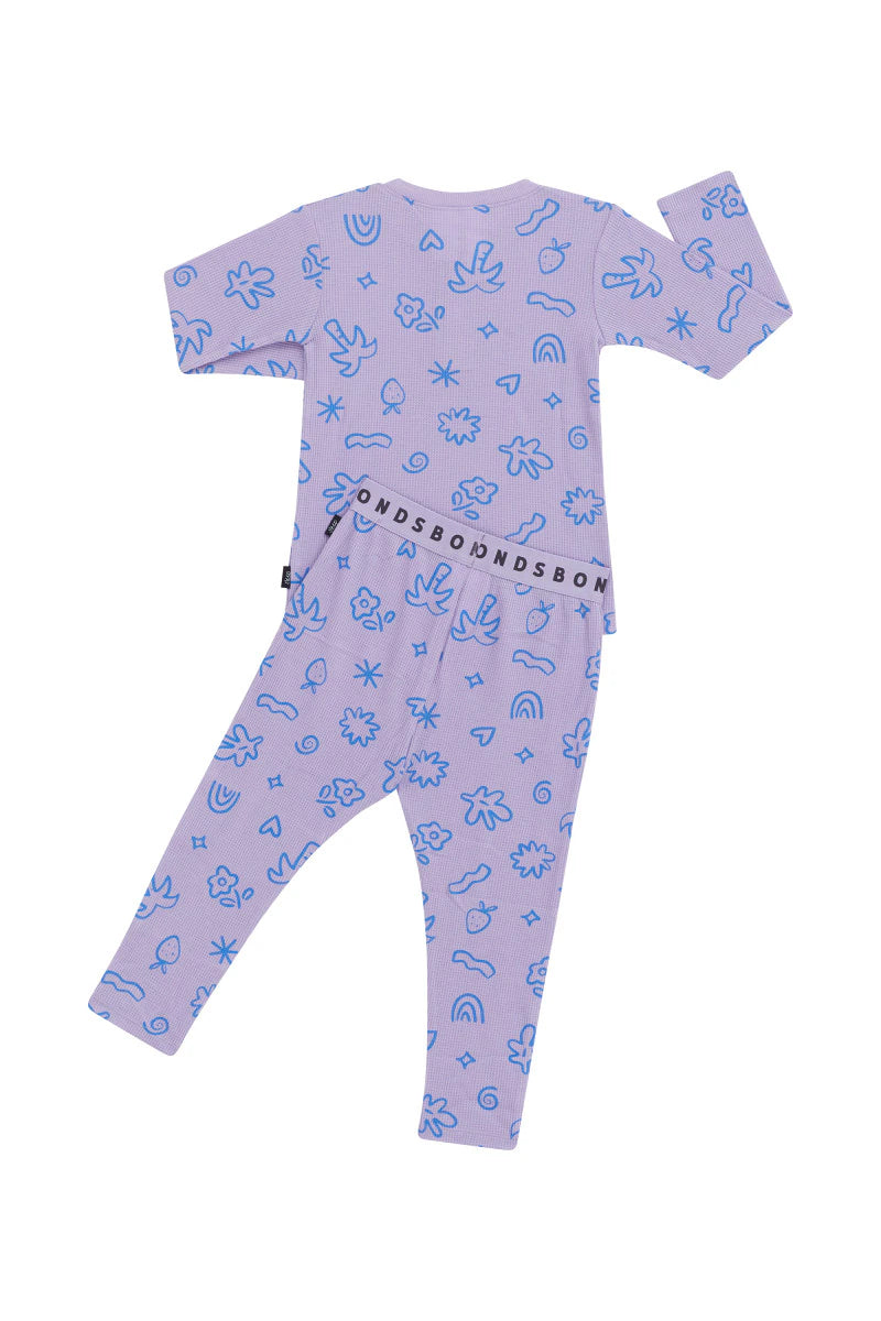 Bonds Kids Long Sleeve Waffle Sleep Set - Lilac Print