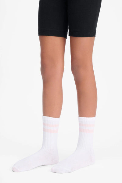 Bonds Kids Rib Crew Socks 3 Pack - White/Lilac/Pink/Blue