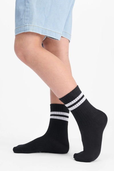 Bonds Kids Rib Crew Socks 3 Pack - White/Black/Blue