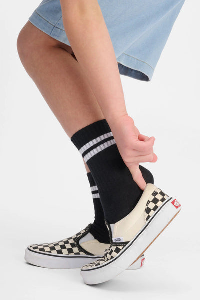 Bonds Kids Rib Crew Socks 3 Pack - White/Black/Blue