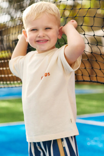 Bonds Kids Short Sleeve Drop Shoulder Tee - Bounce Club Vanilla