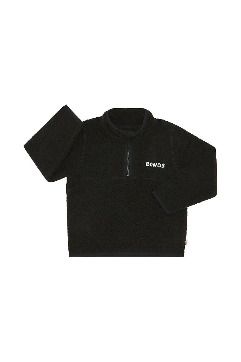 Bonds Kids Teddy Fleece Half Zip Pullover - Nu Black