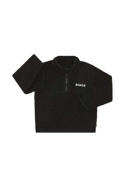 Bonds Kids Teddy Fleece Half Zip Pullover - Nu Black