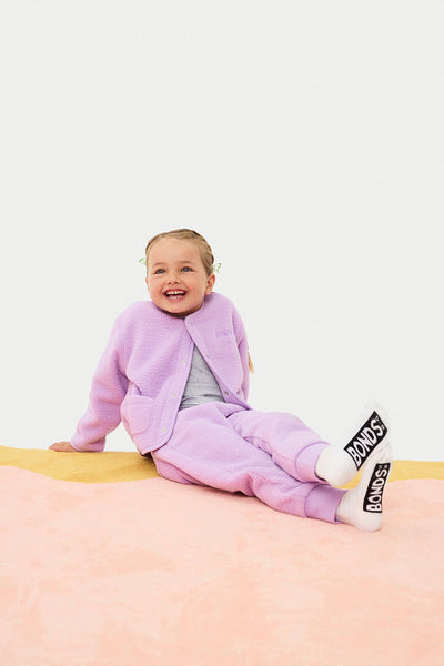 Bonds Kids Teddy Fleece Trackie - Cotton Purple Pansy