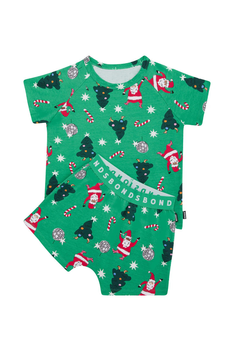 Bonds Kids Tee Sleep Set - Green Disco Santa