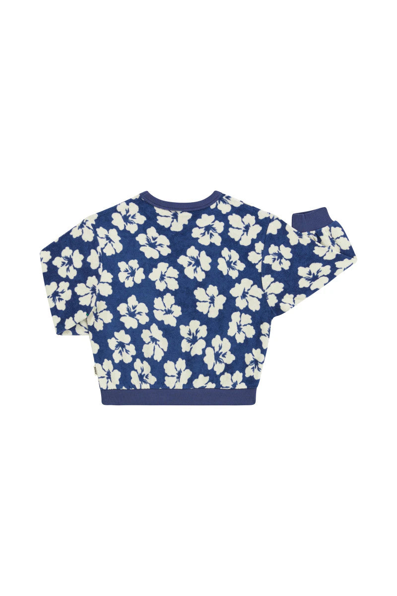 Bonds Kids Terry Toweling Pullover - Hibiscus Breeze Navy