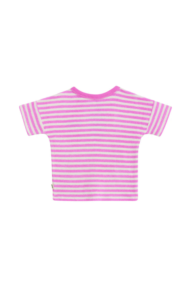 Bonds Kids Terry Toweling Relaxed Tee - Bonds Medium Brenton Stripe Pink