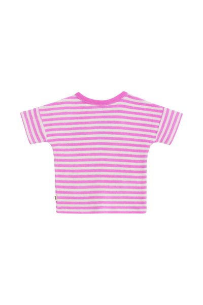 Bonds Kids Terry Toweling Relaxed Tee - Bonds Medium Brenton Stripe Pink