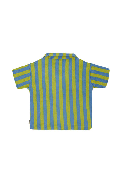 Bonds Kids Terry Toweling Short Sleeve Shirt - Bonds Vertical Stripe Terry Green