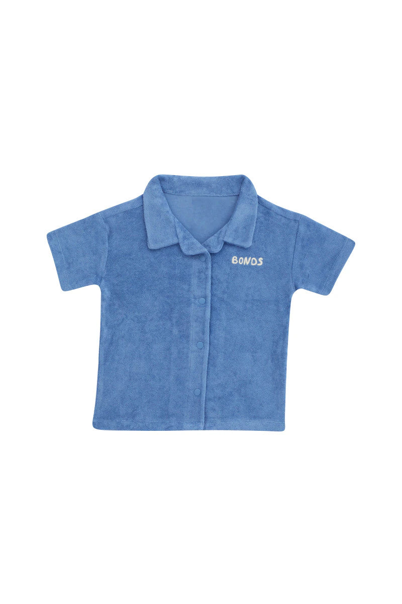 Bonds Kids Terry Toweling Short Sleeve Shirt - Denim Fade