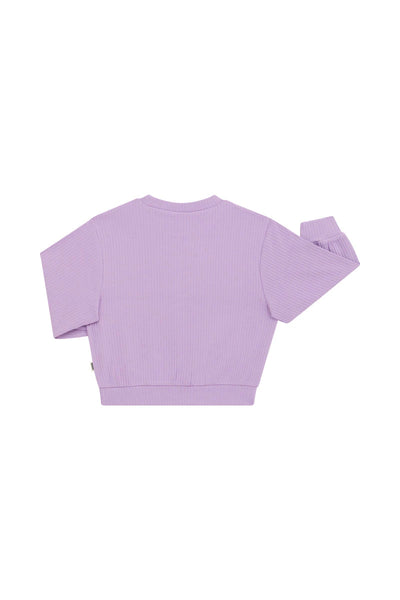 Bonds Kids Wide Rib Pullover - Cotton Purple Pansy